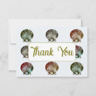 Carte De Correspondance 3.5X5" Seashell Pattern Flat Thank You Note Card