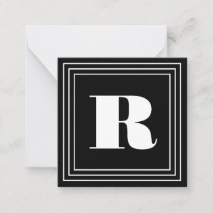 Carte De Correspondance 3 monogramme de cadre Noir et blanc