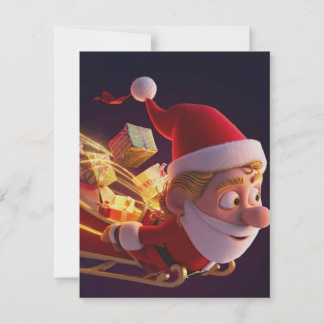 Carte De Correspondance 3D Santa Claus Christmas Greeting Card – Festive H (Devant)