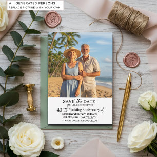 Carte De Correspondance 40e anniversaire de mariage Photo de mise en garde