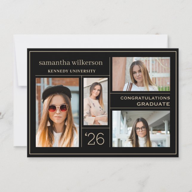 Carte De Correspondance 4 Collage de photos Félicitations Diplômé (Devant)