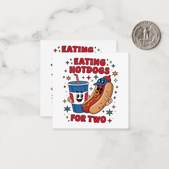 Carte De Correspondance 4 juillet Mignons Hotdogs (Devant/Arrière en situation)