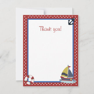 Carte De Correspondance 4x5 Voilier Voilier Voilier Rouge Matte Merci plat