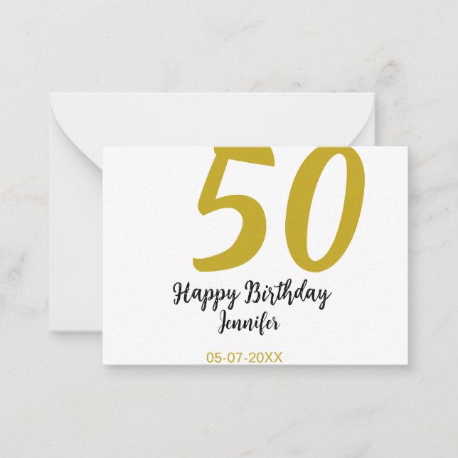 Carte De Correspondance 50e anniversaire ajouter nom date année noire modè (Devant)