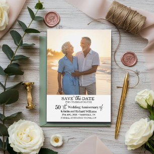 Carte De Correspondance 50e Anniversaire de Mariage Enregistrer la Date Ph
