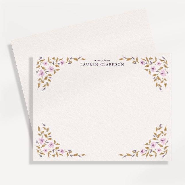 Carte de correspondance à bordure florale rose (Créateur téléchargé)