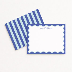 Carte de correspondance à bordure ondulée bleu myo