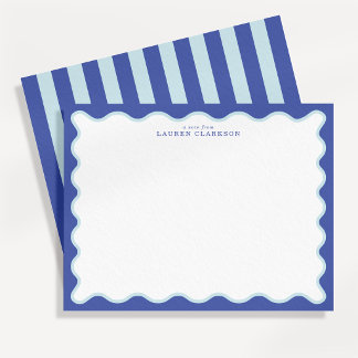 Carte de correspondance à bordure ondulée bleu myo