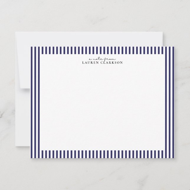 Carte de correspondance à bordure rayée marine (Devant)