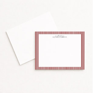 Carte de correspondance à bordure rayée rouge prof