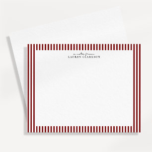 Carte de correspondance à bordure rayée rouge prof