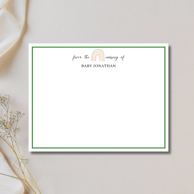 Carte de correspondance à bordure verte forêt arc- (Créateur téléchargé)