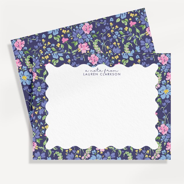 Carte de correspondance à cadre ondulé floral mari (Créateur téléchargé)