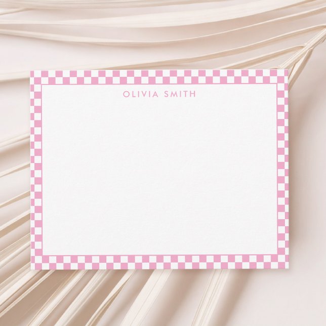 Carte De Correspondance À damiers rose moderne (Créateur téléchargé)