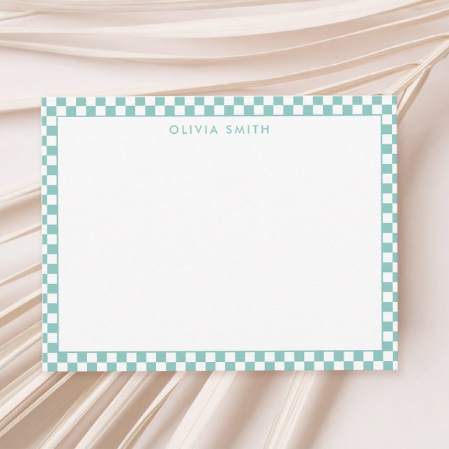 Carte De Correspondance À damiers Turquoise moderne (Créateur téléchargé)