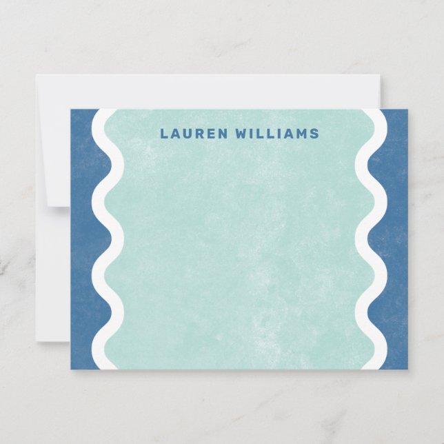 Carte de correspondance à lignes ondulées - Bleu (Devant)