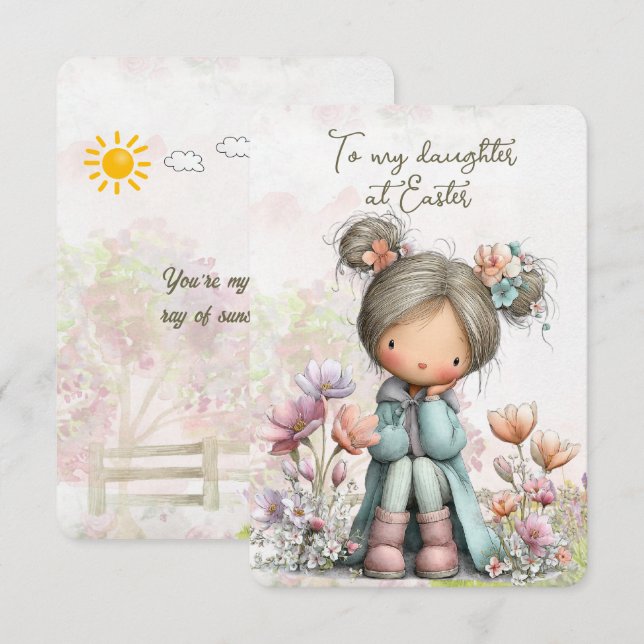 Carte De Correspondance À ma fille à Pâques (Devant / Derrière)