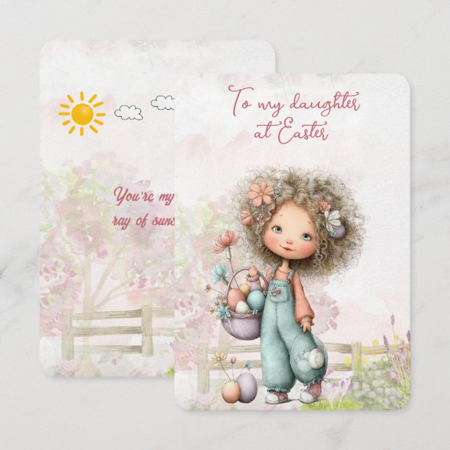 Carte De Correspondance À ma fille à Pâques (Devant / Derrière)