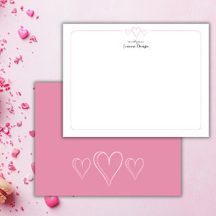 Carte de correspondance à motif cœur rose bonbon
