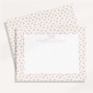 Carte de correspondance à motif floral rose ondulé