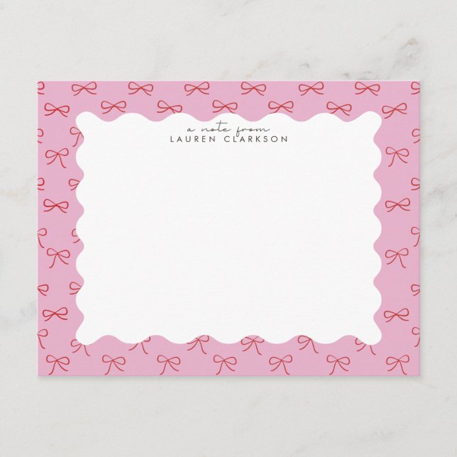 Carte de correspondance à ruban rose coquette ondu (Devant)