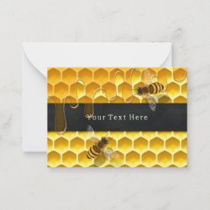 Carte De Correspondance Abeilles de miel volantes au-dessus du nid d'abeil