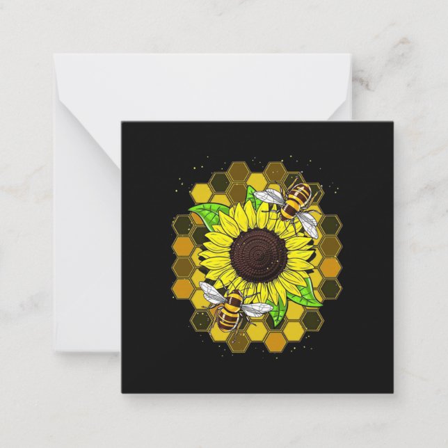 Carte De Correspondance Abeilles Tournesol Hippies (Devant)