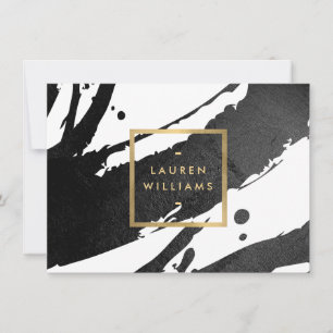 Carte De Correspondance Abstrait Black Ink Brushstrokes Certificat cadeau