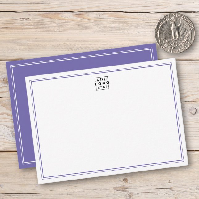 Carte De Correspondance Add Your Logo Purple Double Border Business (Créateur téléchargé)
