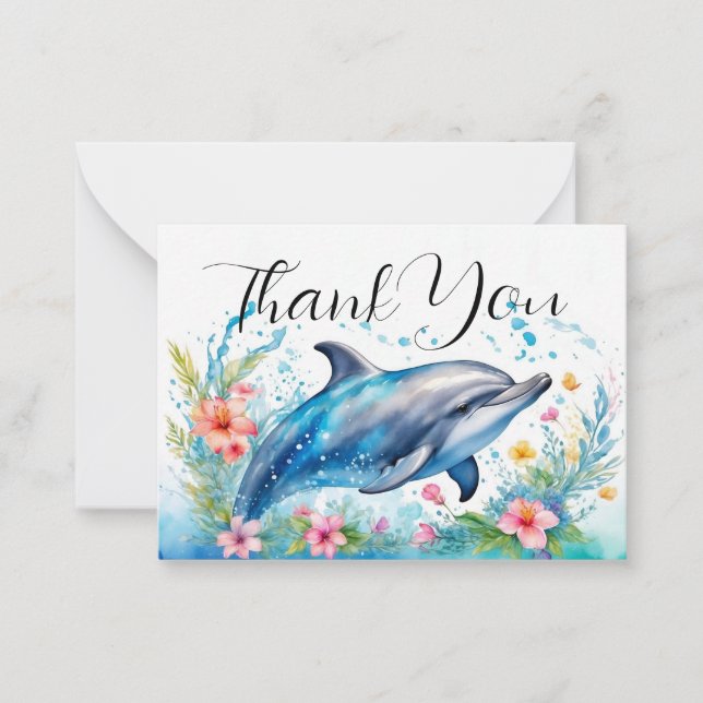 Carte De Correspondance Adorable Merci dauphin (Devant)