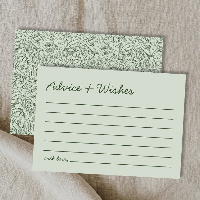 Carte De Correspondance Advice & Wishes Green Handwritten Bridal Shower (Advice & Wishes Green Handwritten Bridal Shower Note Card)