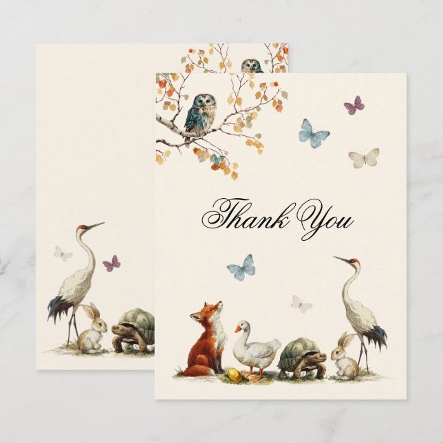 Carte De Correspondance Aesop's Storybook Characters Baby Shower (Devant / Derrière)