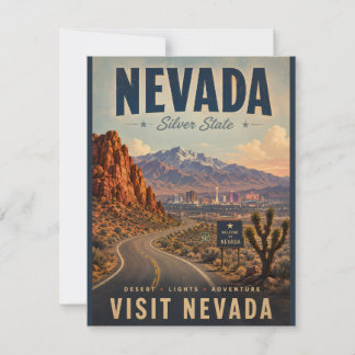 Carte De Correspondance Affiche de voyage vintage du Nevada avec route dés