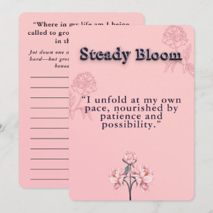 Carte De Correspondance Affirmation en fleur de pivoine rose et Rose pouss