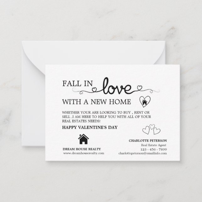 Carte De Correspondance Agent immobilier créatif Promotion Saint-Valentin (Devant)