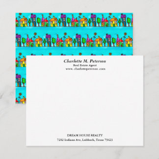 Carte De Correspondance Agent immobilier de maison bleue moderne