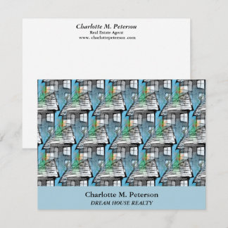 Carte De Correspondance Agent immobilier Motif Maison bleue