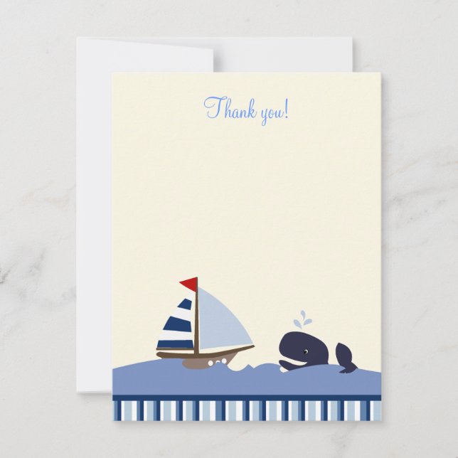 Carte De Correspondance Ahoy Mate Blue Whale 4x5 Flat Merci note (Devant)