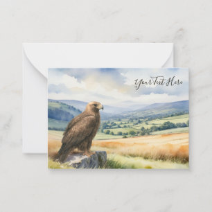 Carte De Correspondance Aigle Royal Aquarelle Oiseau de Proie Texte Person