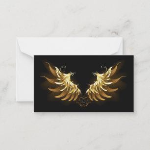 Carte De Correspondance Ailes d'Ange d'or sur arrière - plan noir