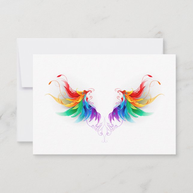 Carte De Correspondance Ailes fluffy arc-en-ciel (Devant)