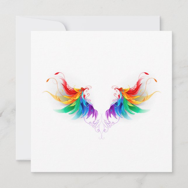 Carte De Correspondance Ailes fluffy arc-en-ciel (Devant)