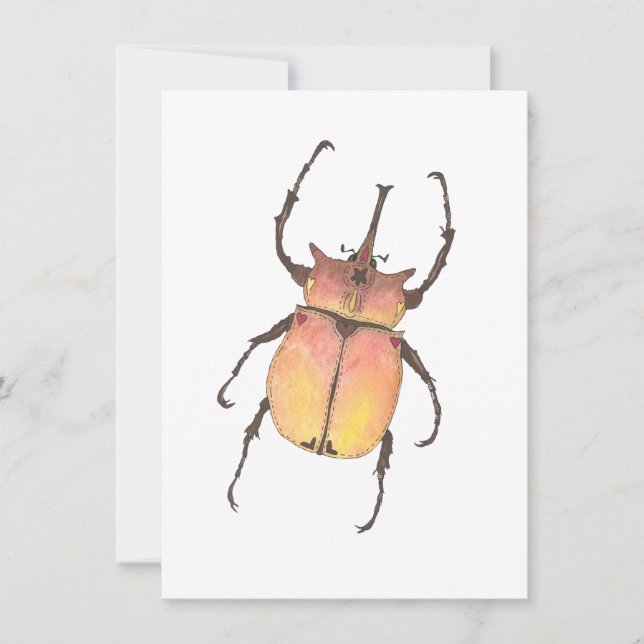 Carte De Correspondance Aimer Boeuf Elephant Beetle Aquarelle Valentine (Devant)