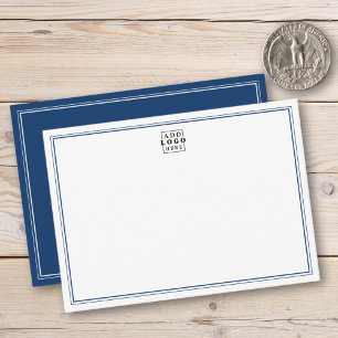 Carte De Correspondance Ajoutez Votre Logo Bleu Double Bordure Entreprise