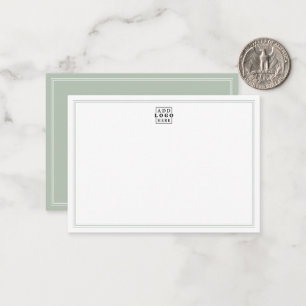 Carte De Correspondance Ajoutez votre logo Sage Vert Double Bordure Busine