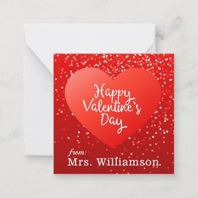 Carte De Correspondance Ajoutez Votre Nom | Joyeuse Saint-Valentin Polka D (Devant)