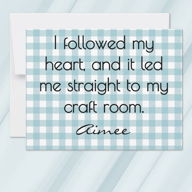 Carte De Correspondance All-Occasion Name Blue and White Gingham Flat (Créateur téléchargé)