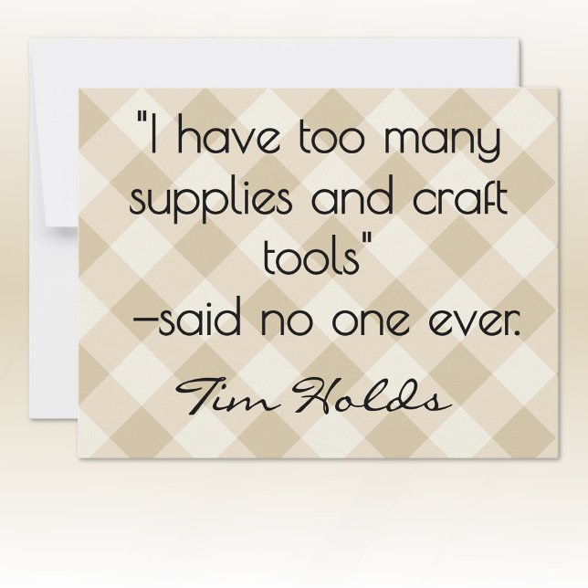 Carte De Correspondance All-Occasion Name Khaki and Cream Plaid Flat (Créateur téléchargé)