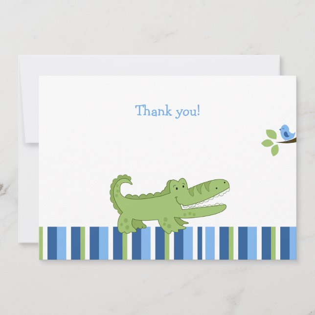 Carte De Correspondance Alligator Flat Merci note - Bleu/Vert (Devant)