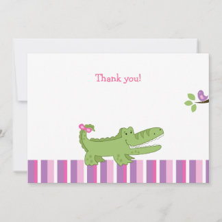 Carte De Correspondance Alligator Flat Merci note - Rose/Vert